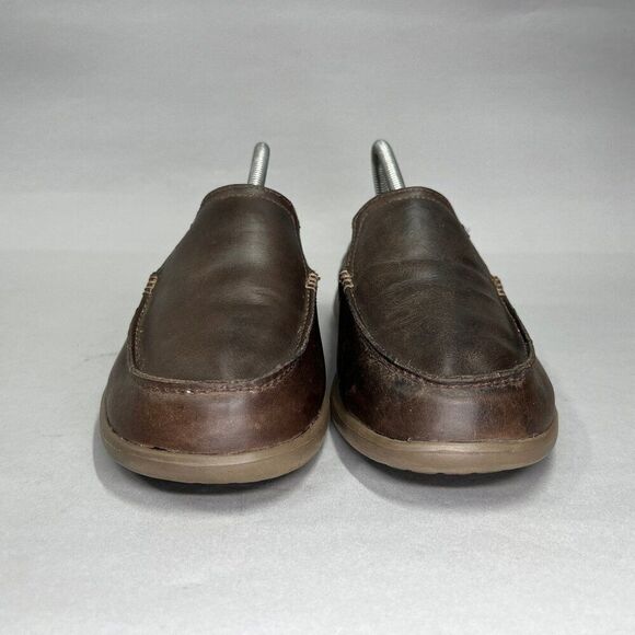 Crocs Santa Cruz 2 Luxe Shoes Men\'s Size 8 Brown Leather Slip On‎ Loafers